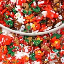 20/60/100 món đồ thủ công bằng nhựa Giáng sinh hỗn hợp, hạt cườm phẳng tự làm, ông già Noel, cây thông Noel, đồ trang trí tất bông tuyết, phụ kiện làm đồ trang sức theo chủ đề Giáng sinh các loại - Phân loại ngẫu nhiên - Nhiều màu - Xem 9