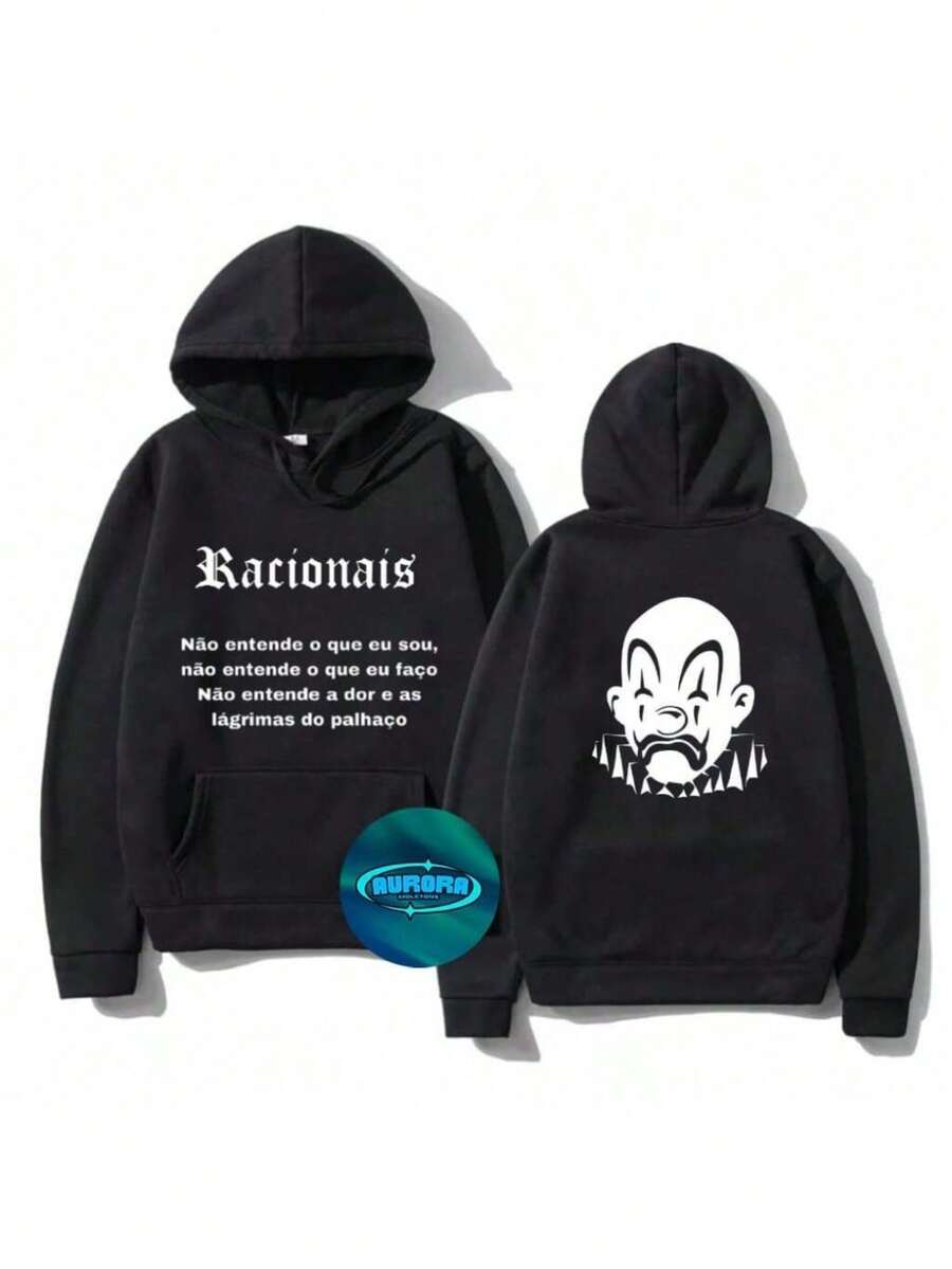 Racionais Mc's Clown Sweatshirt 100% Cotton Unisex Cold Weather Top - Fast Shipping - màu đen - Xem 1