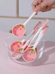 1/4/6/8/10 件粉色草莓陶瓷勺长柄汤勺家居用品勺甜点勺套装学校用品，返校，适合家庭聚会和圣诞节假期 - 彩色 - 查看 18