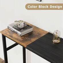 39.3"Farmhouse Entryway Table With Storage,Narrow Console Table With Adjustable Shelf,Rustic Sofa Table Console Table For Entryway,Living Room,Hallway,Bedroom - Nâu + Đen - Xem 8