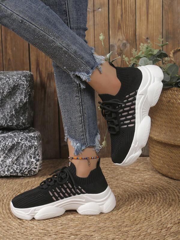 Zapatos casuales deportivos urbanos, versátiles y de moda para mujer, de punta redonda, con malla transpirable