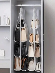 1 pieza, Organizador colgante para bolsos y carteras con 6/8 bolsillos, estantería colgante transparente para almacenar y organizar carteras, bolsos, ropa, pantalones, zapatos, faldas y decoración del dormitorio.
