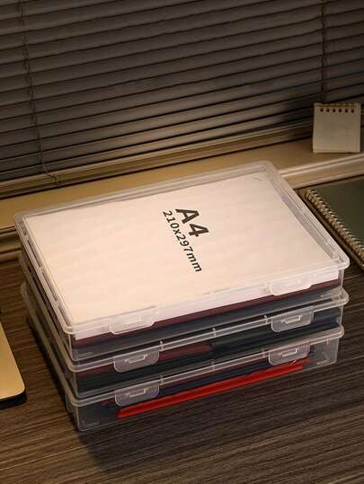 1 X A4 纸张整理器、文件合同整理器、桌面杂物整理器、带盖防尘防潮整理器、学生试卷和文件夹、办公室和宿舍存储配件、校园用品、家庭组织和存储用品