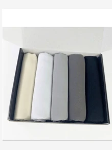 1box Solid Color Chiffon Headscarf Set For Women, Headscarf (5pcs Headscarves+2pcs Hair Clips) - Multicolor - View 2