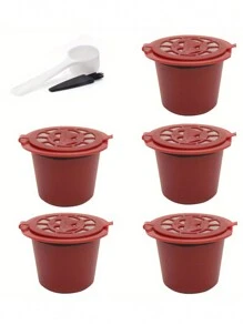 5/8 Pcs/Set Reusable Coffee Filter Capsule Shells With Brush Scoop Coffee Capsule Filter Refill Coffee Mugs, - Multicolor - View 13