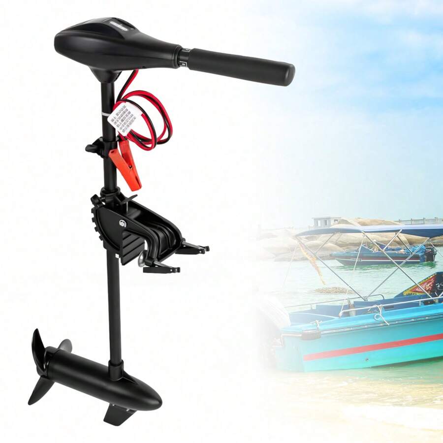 HaroldDol Electric Motor Boat Motor-Electric 12V 58LBS Outboard Motor Outboard Electric Boat Motor Fishing Boat Motor Boat, Electric Motor Adjustable Angle 90Ḟ Tiltable 5 Forward And 3 Reverse Gears The Best Gift/Present For Family&Friends Happy Christmas - Black - View 1