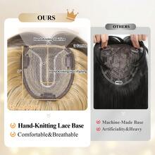 Blonde Hair Topper With Bigger Lace Hand Made Hair Toppers For Women With Thinning Hair Ombre Blonde 14 Inch Long Layered Toppers Hair Pieces For Women&Girls Wig Toppers For Thinning Hair - Blonde Ombre - View 3