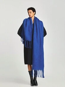 1 件仿羊绒针织柔软保暖厚围巾，纯色毛绒围巾，男女通用时尚情侣礼物，适合户外、圣诞节、情人节、圣帕特里克节 - 彩色 - 查看 9