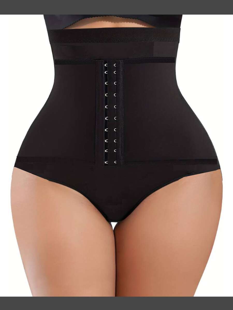 Panties moldeadoras, con faja reductora de cintura con control doble para barriga, con levanta glúteos y cierre de ganchos ajustables - Negro - Ver 1