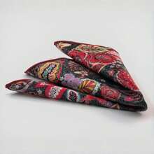 1 件/2 件/3 件男士经典 8 厘米（3.15 英寸）花卉印花领带，纤薄缎面真丝领带，红色花卉图案领带组合套装，配有口袋巾和领带夹，是送给男士的绝佳礼物，适合婚礼、约会、正式晚宴、派对情人节男士领带 - 紅色 - 查看 5