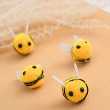10 piezas Lindos pompones esponjosos en forma de abeja de peluche, accesorios para mochilas, animales de peluche hechos a mano para manualidades, decoración de jardín y adornos navideños