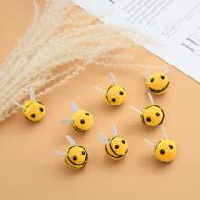 10 piezas Lindos pompones esponjosos en forma de abeja de peluche, accesorios para mochilas, animales de peluche hechos a mano para manualidades, decoración de jardín y adornos navideños