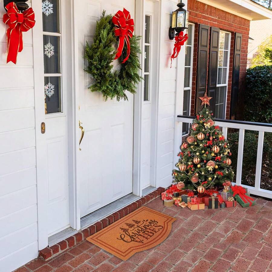 1pc Doormat, American Style Coir Fiber Entrance Door Mat, Anti
