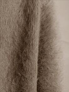 Women's Fuzzy Cardigan Soft Loose Long Sleeve Button Down V Neck Oversized Slouchy Furry Sweater Coat Chic Tops