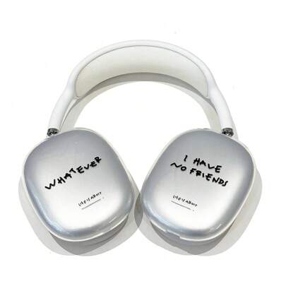 Transparente Schutzhülle für AirPods Max, in Weiß und Schwarz, Kopfhörerschale mit englischem Text