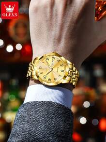 OLEVS. OLEVS Men's Watches Rhombus Mirror Original Quartz Watch For Man Waterproof Luminous Stainless Steel Wristwatch Male Date Week