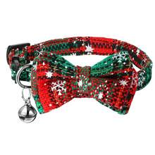 New Arrival Detachable Bow-Knot Christmas Pet Collar, Adjustable Medium/Large Pets Xmas Colored Bow Tie Bell Necklace