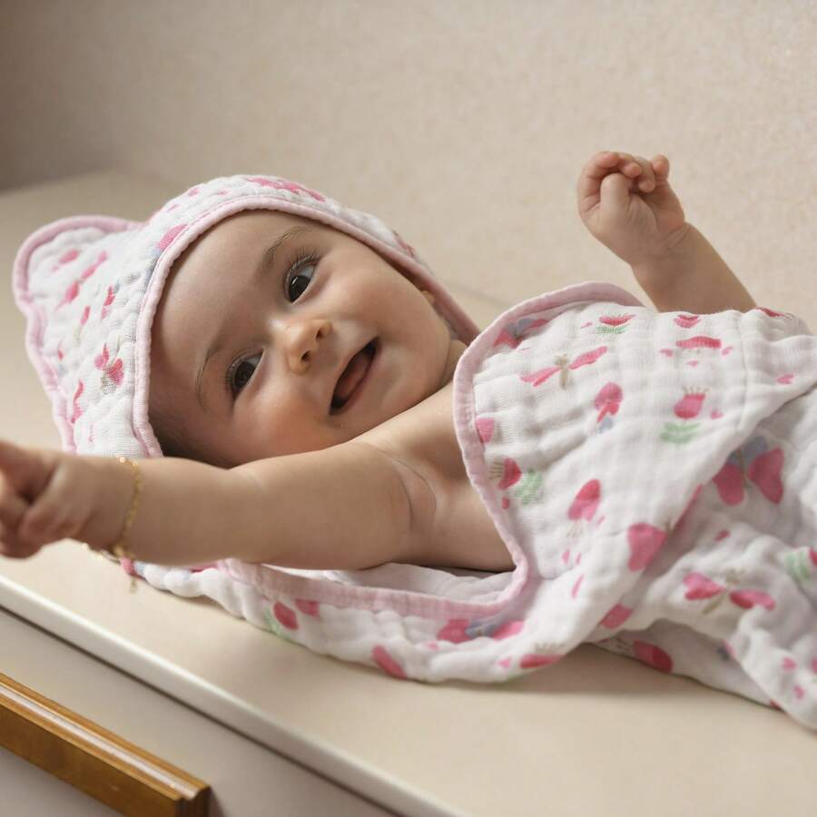 Bublim Soft 2 Layer Baby Bath Towel - Màu Hồng baby - Xem 1