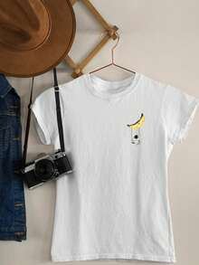 T-Shirt You On Women's Baby Look Astronaut Swing Moon Various Colors 100% Cotton - 白色 - 查看 2