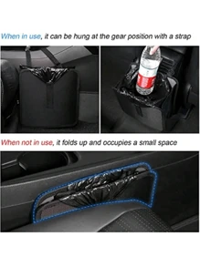 1 件汽车垃圾整理器 - 防水、可折叠、易于悬挂和清洁、优质可折叠汽车垃圾桶 - 非常适合汽车内部整理 - 悬挂式储物袋、后座垃圾桶整理器 - 黑色 - 查看 4