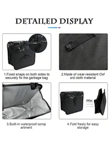 1 件汽车垃圾整理器 - 防水、可折叠、易于悬挂和清洁、优质可折叠汽车垃圾桶 - 非常适合汽车内部整理 - 悬挂式储物袋、后座垃圾桶整理器 - 黑色 - 查看 2