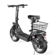 Electric Scooter For Adults - 20mph Speed, 500W Peak Power 30Miles Long Range, Comfortable Seat, Dual Disc Brakes, And Portable Design For Commuter, Travel, And Urban Cruising - Black - View 2