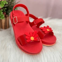 Children's Sandal Kit With Daisy Flower Bag Delicate Baby Girl Comfortable - Đỏ - Xem 2