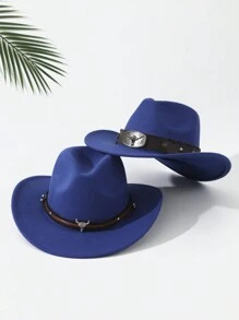 2 件男女通用刺绣牛头装饰波西米亚牛仔/巴拿马/软呢帽，休闲沙滩/派对/四季涤纶帽万圣节 - 多色 - 查看 26