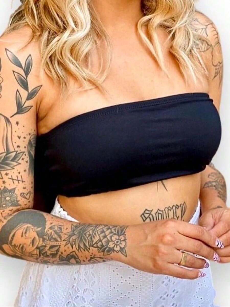 STRAPPED CROPPED BAND TOP WITH BULGE. - màu đen - Xem 1