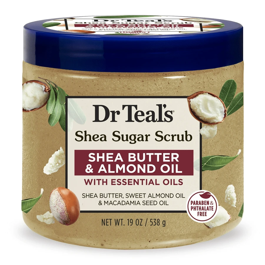 Dr Teal's Shea Sugar Body Scrub With Shea Butter, Almond Oil And Essential Oils, 19 Oz - Dầu hạnh nhân - Xem 1