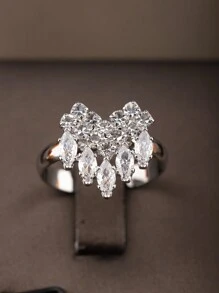 1 Set Elegant Arabic Style Cubic Zirconia Leaf Shape Jewelry Set, Suitable For Women's Wedding, Banquet And Party Wear (Exclude Gift Box) - Silver - View 4