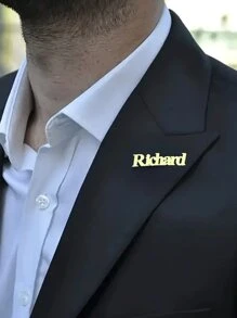 1pc Customized Name Lapel Pin - Fashionable & Minimalist, Made Of 304 Stainless Steel, A Personalized Gift Suitable For Friends And Family. Can Be Engraved, Stainless Steel Material, Colorful, Cute & Playful, Fun, Kawaii Style, Y2K Aesthetic, Versatile Fashion, Suitable For Both Men And Women, Casual Matching, Customizable, Personalized, Unique, An Ideal Gift For Him Or Her, Forest Color Tone. - Name Brooch - View 5
