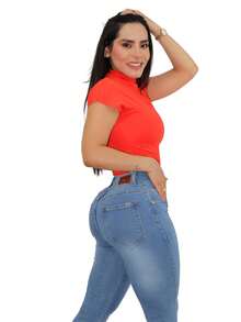 High Waisted Ankle Skinny Jeans Thick Denim