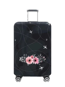 18-32Inch Luggage Cover Personal Tailor Custom Name Pattern Flower Series Elastic Suitcase Cover For 18 To 32 Inch Travel Case Cover Aircraft Pattern Anti-Scratch Protector Case Personalized Protector Cover Travel Suitcase Cover Protective Cover Dustproof Cover Trolley Case Luggage Dust Cover Travel Accessories - Black - View 7