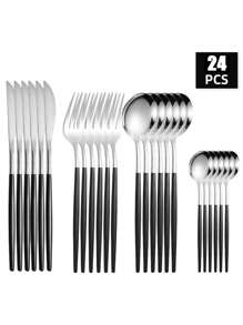Juego de cubertería de acero inoxidable portugués de 4/16/24/32 piezas, incluye cuchillo, tenedor y cuchara, apto para uso doméstico, restaurante, fiesta, regalo de Navidad