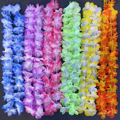 1/6/10/20/30/40/50 piezas Collar de guirnalda de Hawái, tema tropical de flores de Hawái para favores de fiesta, diademas, decoración de fiesta de vacaciones, boda, playa, cumpleaños (color aleatorio), Navidad