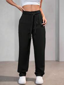 ADD MODA FEMININA EIRELI- AS1352 Women's Pants, High Waist, With Side Pockets, Straight Leg, With Rhinestone Belt, Modern, Elegant, Formal, Blogger, New Collection 2024 National Shipping - màu đen - Xem 4