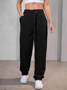 ADD MODA FEMININA EIRELI- AS1352 Women's Pants, High Waist, With Side Pockets, Straight Leg, With Rhinestone Belt, Modern, Elegant, Formal, Blogger, New Collection 2024 National Shipping - màu đen - Xem 3