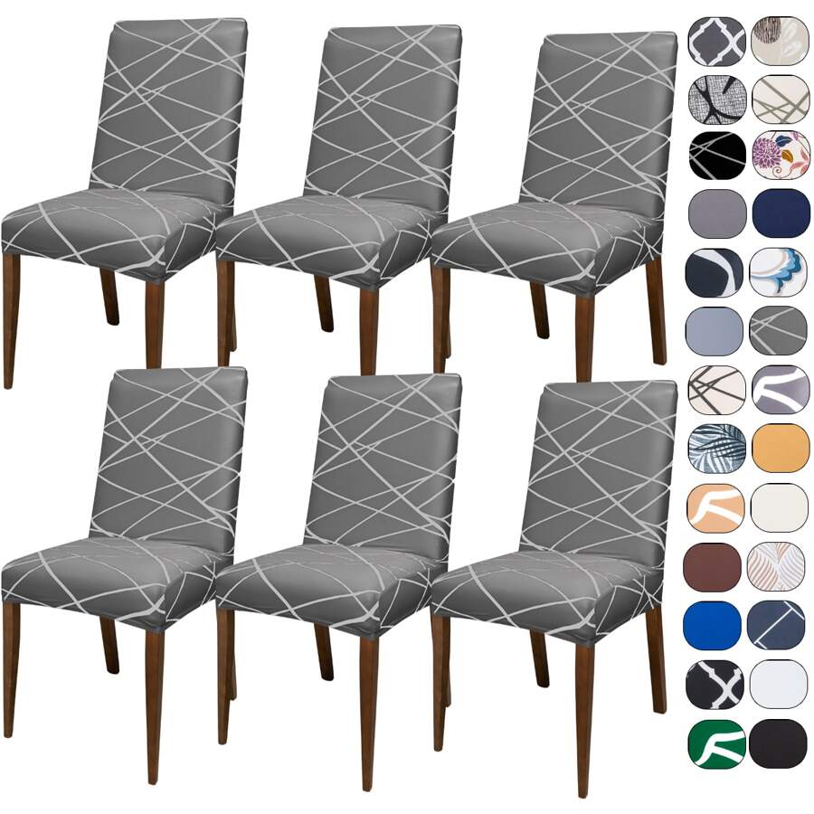 Kit Of 6 Dining Chair Covers Made Of Imported, More Resistant Fabric - Lead Swamp - View 1