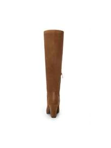 Women's Chunky Heel Knee High Round Toe Fashionable Boots For Winter - Coffee Brown - View 7
