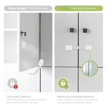 8 件装婴儿防护橱柜锁 - 儿童防护可调节多用途带锁扣，适用于抽屉、冰箱、洗碗机、马桶座圈、橱柜、壁橱、烤箱、垃圾桶，无需钻孔 - 白色 - 查看 8