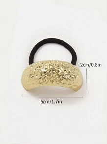 1個/3個裝 非對稱弧形髮圈 時尚龐克風 金屬個性化髮繩 半圓管髮圈 高彈力髮繩 - 金色 - 查看 13