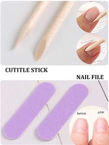 20件套便携式美甲清洁套装，紫色双面迷你指甲锉和角质层推棒，美甲修脚工具，美甲用品，美甲工具，美甲艺术工具，返校季，美甲，美甲贴片工具 - 彩色 - 查看 3