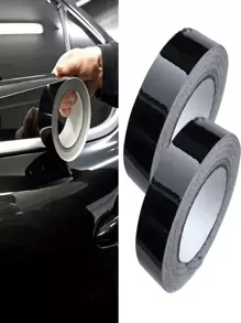 2 件装 1.18 英寸黑色亮面乙烯基包装胶带，适用于汽车车窗车门装饰配件