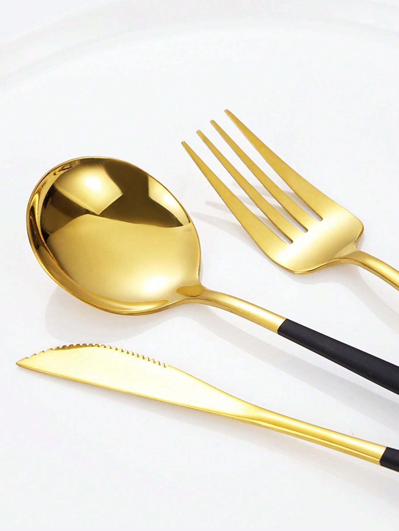 4/16/24/32pcs Portuguese Stainless Steel Cutlery Set, Steak Knife Fork