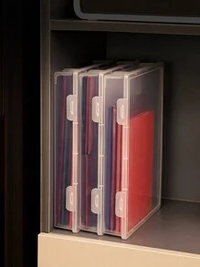 1pc/2pcs/5pcs/10pcs/A4 Paper Storage Box, File & Contract Storage Box, Desktop Miscellaneous Storage Box, Covered Dust-Proof & Moisture-Proof Storage Box, Student Exam Paper & Document Storage Box, Office & Dorm Storage Accessory, Campus Supplies, Home Storage, Study Supplies, Organizing Accessory - Multicolor - View 10