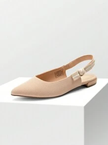 Women's Ballet Flats With Ribbon Bowknot Pointed Toe Open Heel Fashion Classic Elegant Sexy Party Daily Commuting Autumn Shoes - 杏色 - 查看 5