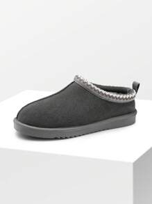 Men's Fuzzy Cozy Slippers – Genuine Suede, Indoor/Outdoor, Comfy Winter Footwear With Memory Foam And Furry Lining - 灰色 - 查看 1