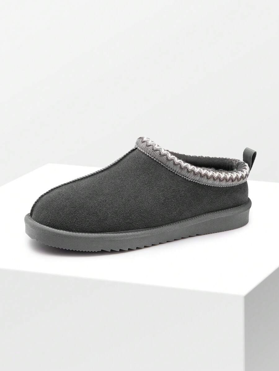 Men's Fuzzy Cozy Slippers – Genuine Suede, Indoor/Outdoor, Comfy Winter Footwear With Memory Foam And Furry Lining - 灰色 - 查看 1