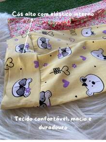 Combo 2 leg 1 ao 16 Estampada Infantil e Juvenil Legging cós alto em Algodão - Multicolorido - Visão 5